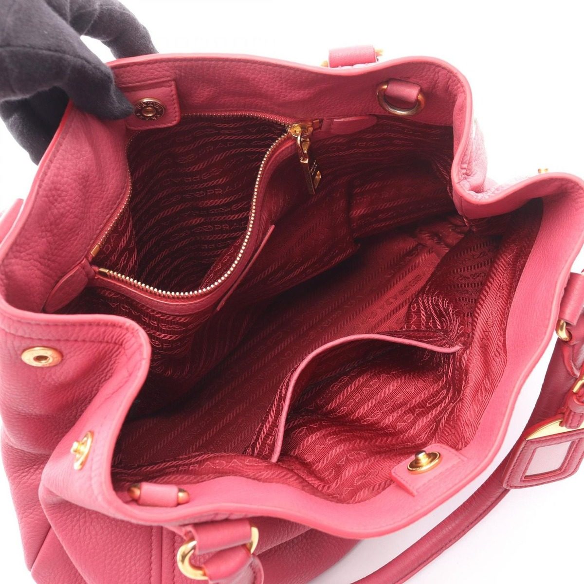 Prada Handbag Vitello Daino 2-Way Pink Leather Shoulder — view 3