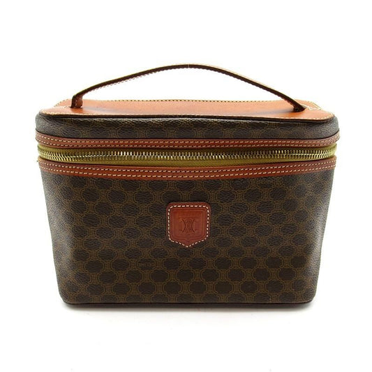 Celine Macadam Vanity Bag Leather Handbag Brown