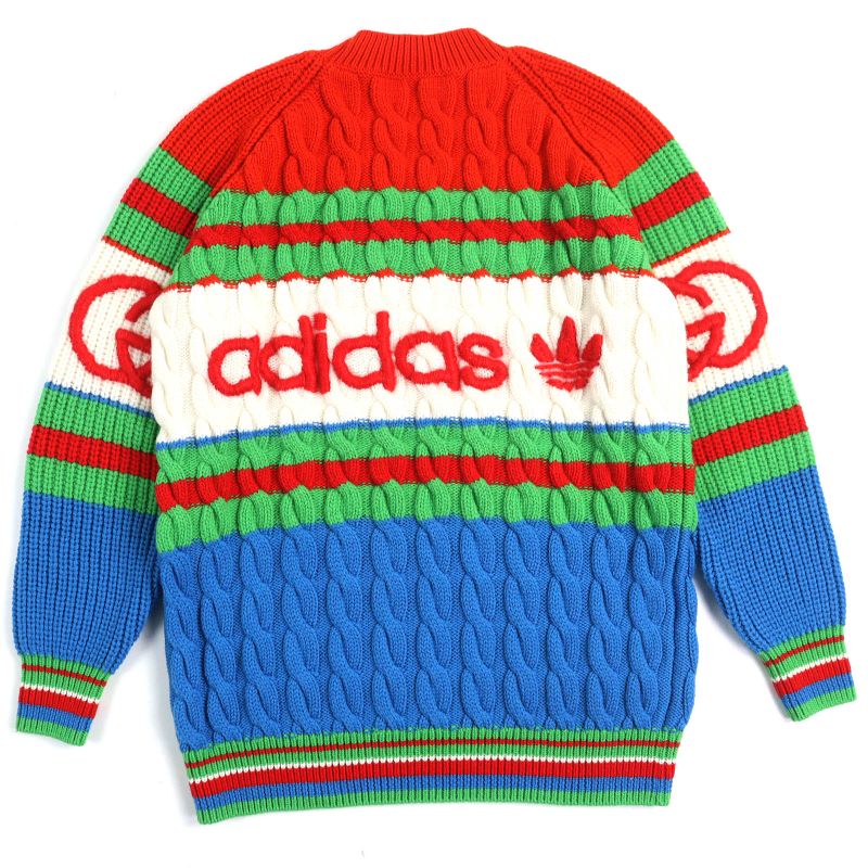 Gucci×adidas Gucci×adidas 717722 Wool Mohair Interlocking G Webline Cable Knit