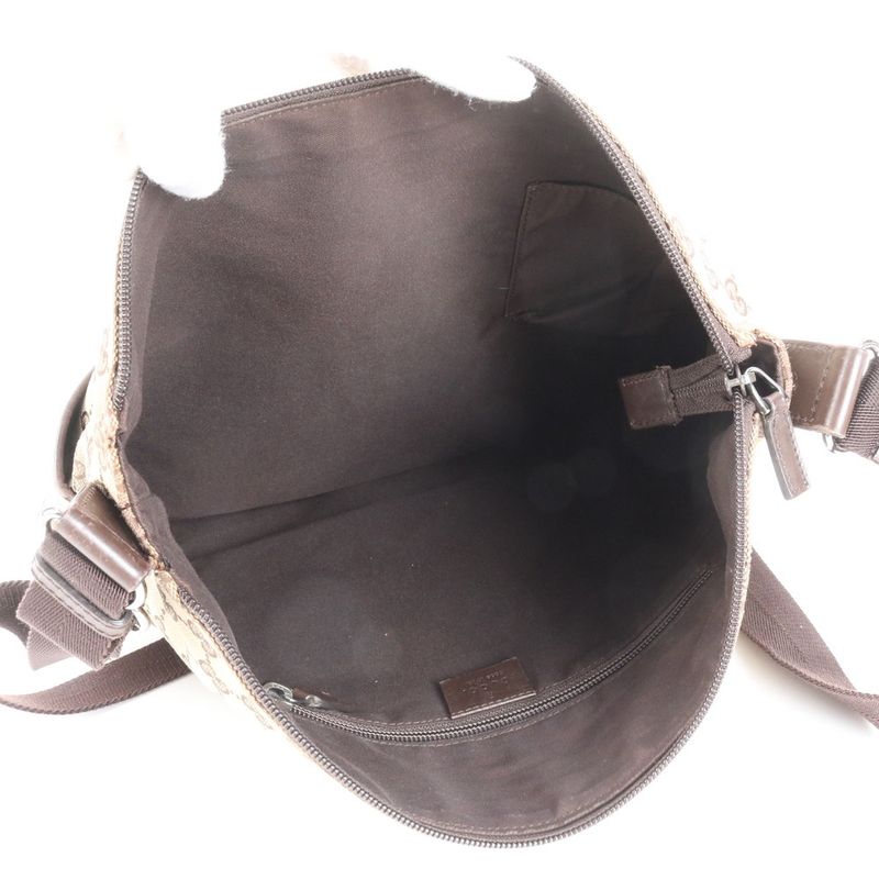 Gucci GG Canvas Perforated Leather Shoulder Bag Crossbody Messenger Business