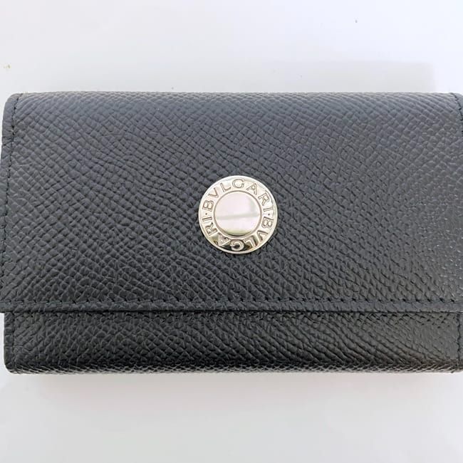 Bulgari 6ring Key Case Black Logomania Unused Excellent Condition Grained
