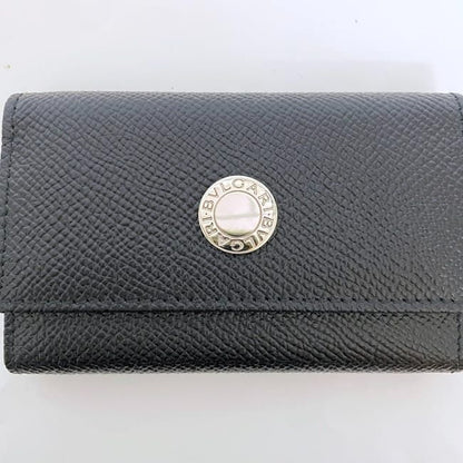 Bulgari 6ring Key Case Black Logomania Unused Excellent Condition Grained