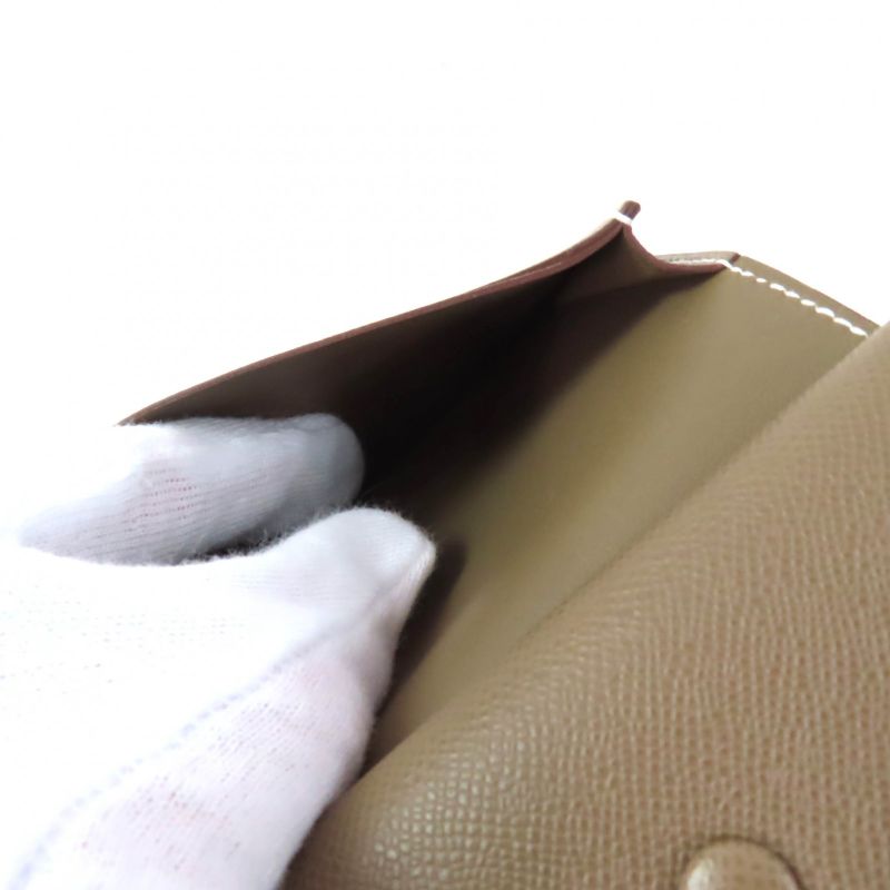 Hermes Bearn Mini Etoupe Gold Hardware H Logo Hardware Mini Wallet With Coin