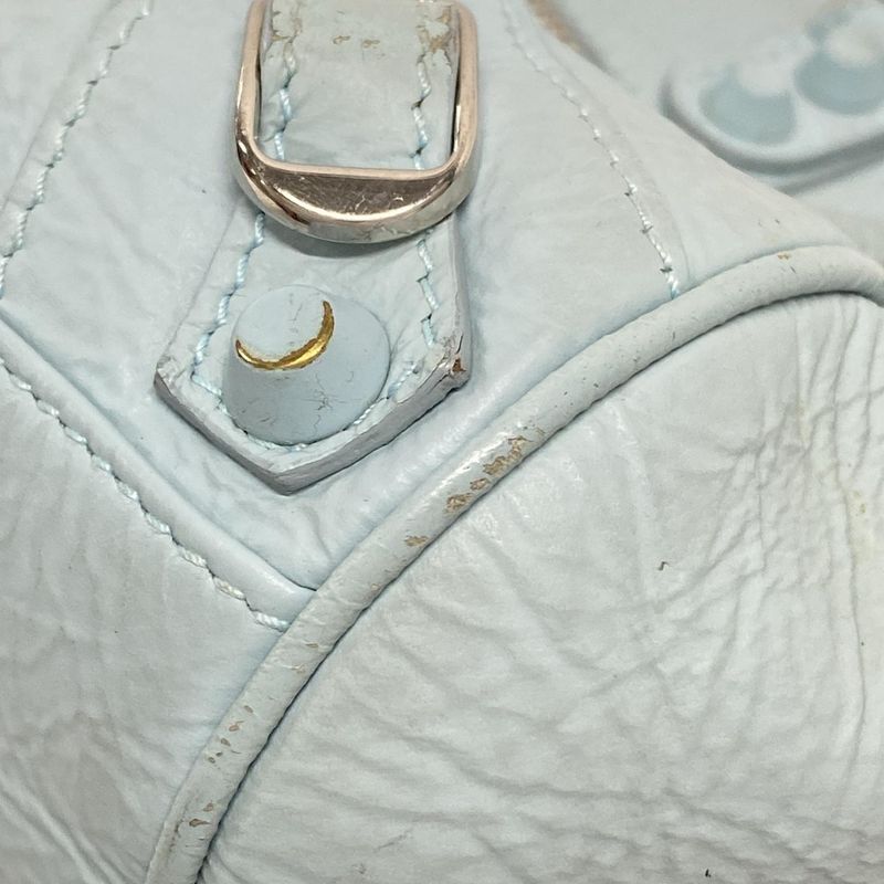 Balenciaga Handbag Classic Mini Twiggy 327103 Light Blue Coated Leather