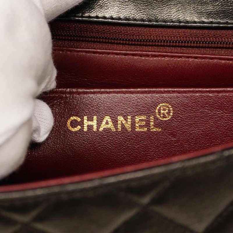 Chanel Handbag Matelasse Parent And Child Bagslam Skin Black Gold Hardware Women