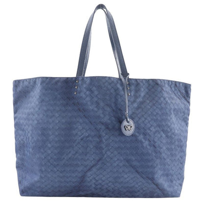 Bottega Veneta Bottega Veneta Intreccio Illusion Nylon Navy Blue Unisex Tote Bag