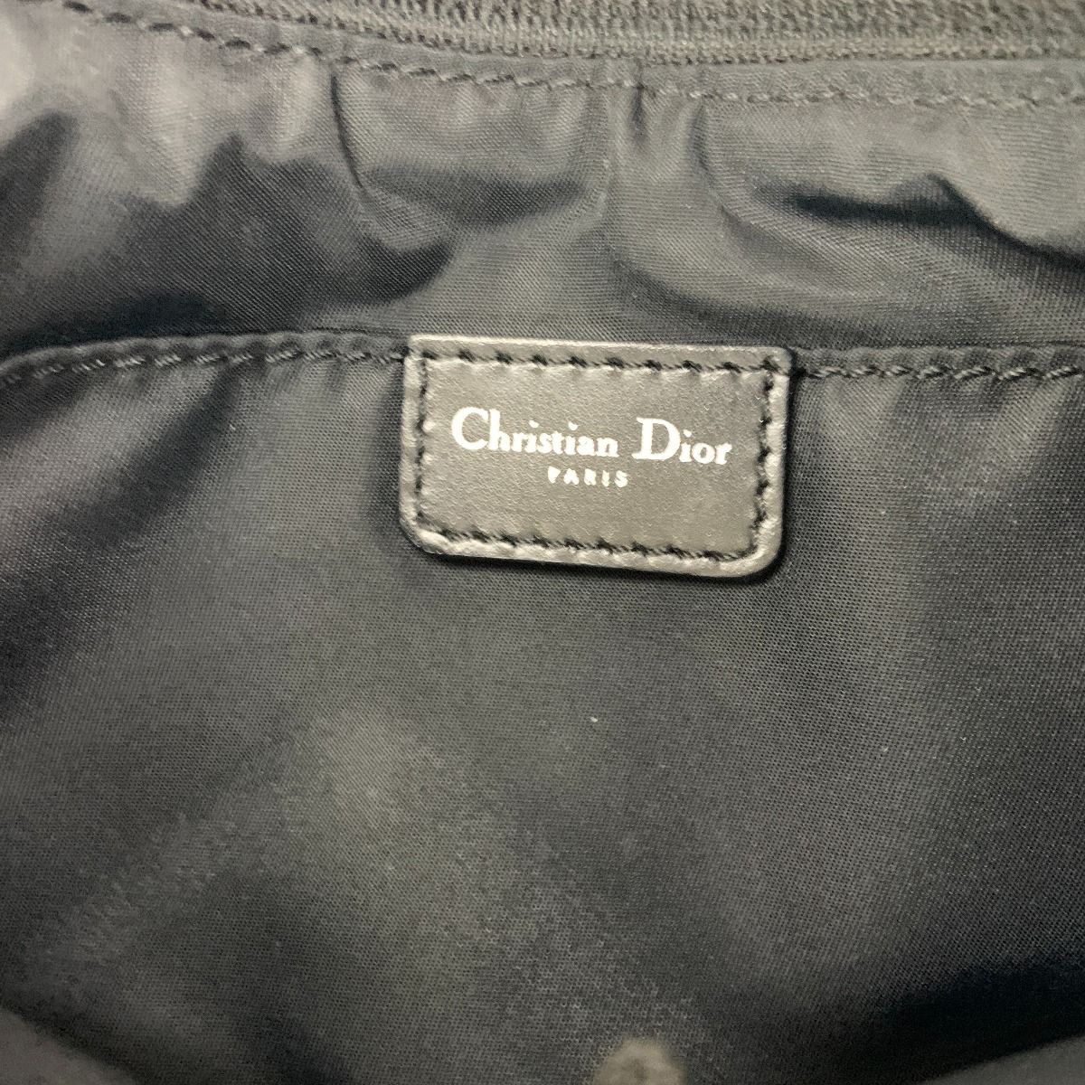 Christian Dior Trotter Handbag Pouch Beige X Black