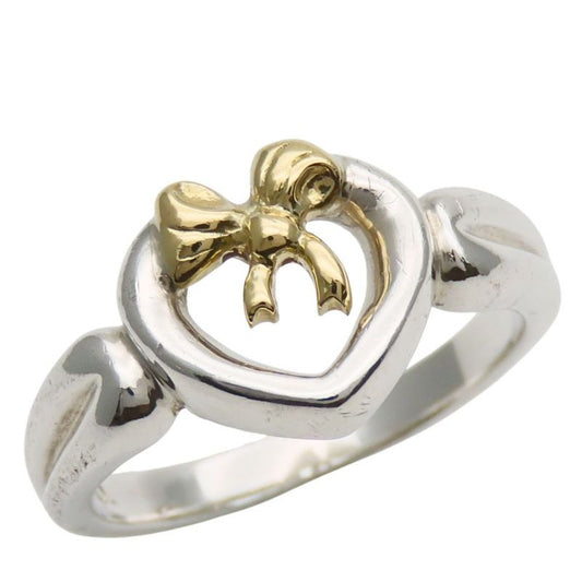 Tiffany & Co Ring Heart Ribbon Silver 925 18K Yellow Gold 3.8