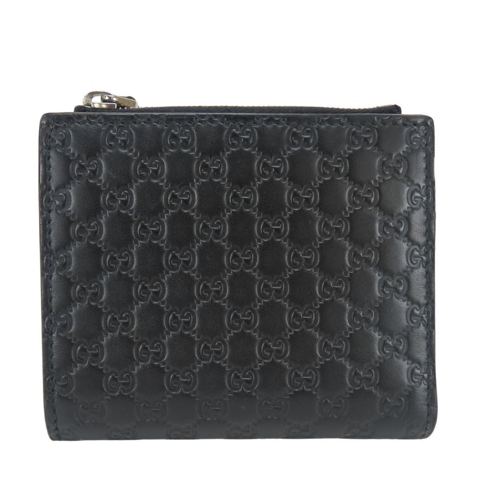 Gucci Bifold Wallet Micro GG Guccissima Leather Black Compact