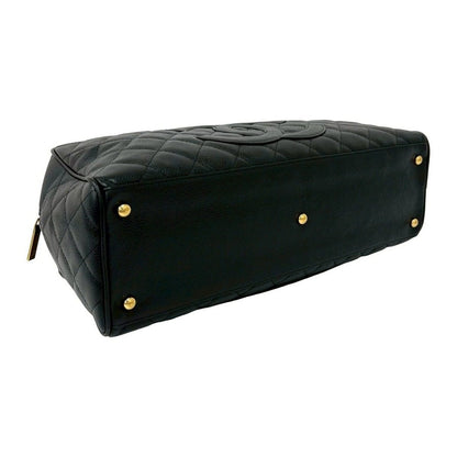 Chanel With Vintage Quilted CC Logo Caviar Leather Handbag Black — view 7