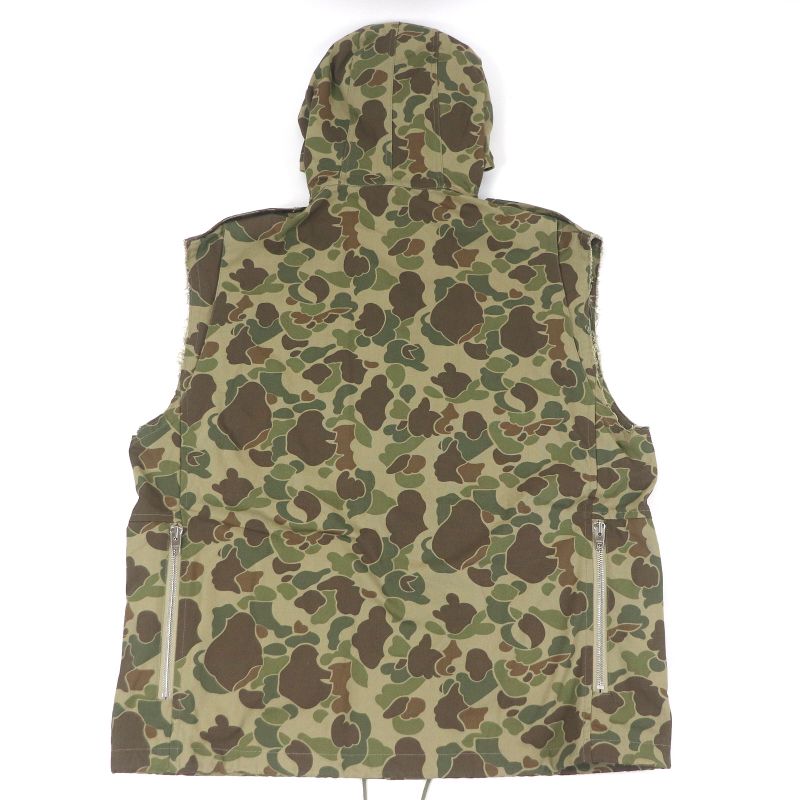 Celine 22SS 2w565060o 100% Cotton Camouflage Hooded Military Vest Khaki 50 Made