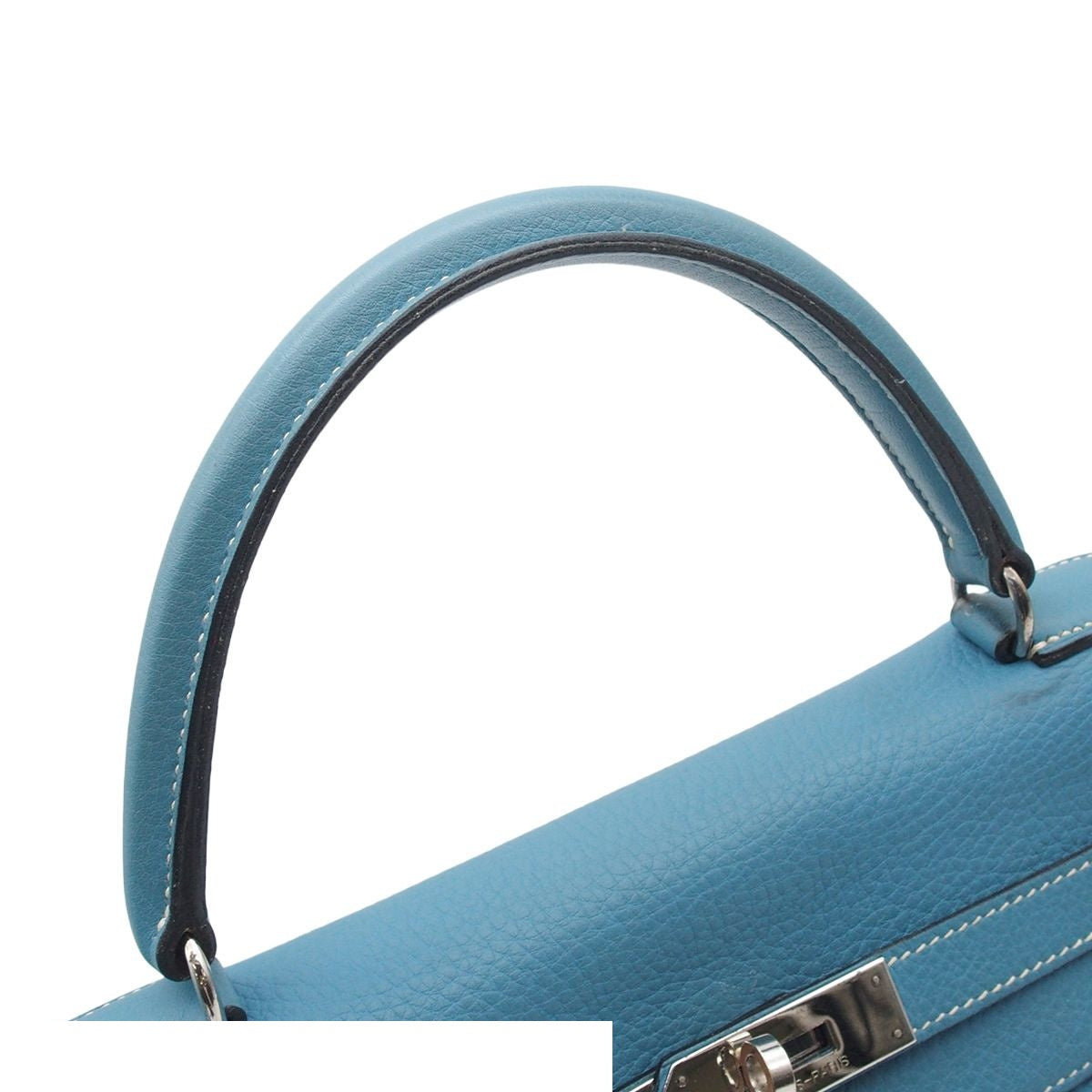 Hermes Kelly 35 Blue Jean Silver Taurillon Lining 2-Way Shoulder Bag — view 4