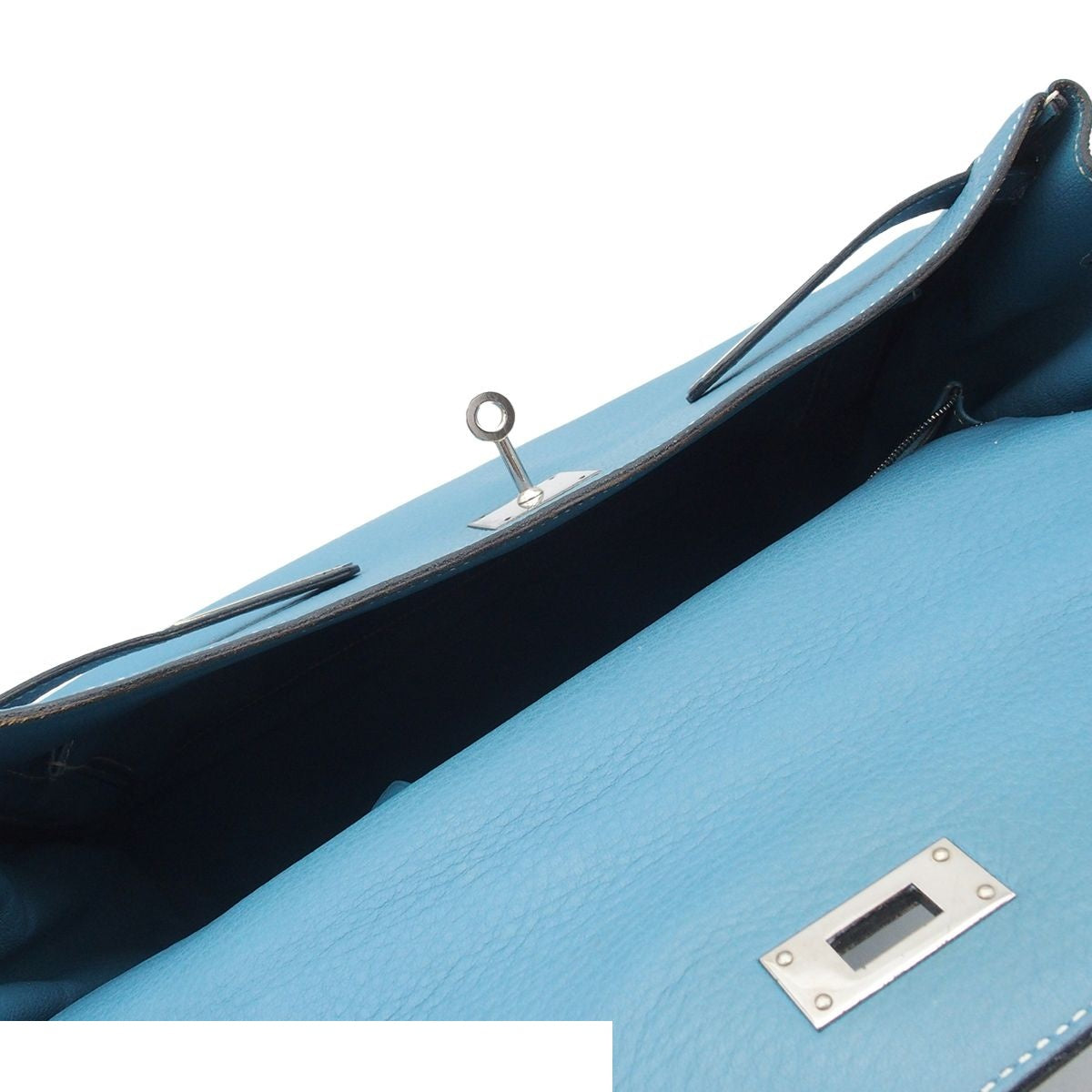 Hermes Kelly 35 Blue Jean Silver Taurillon Lining 2-Way Shoulder Bag — view 5