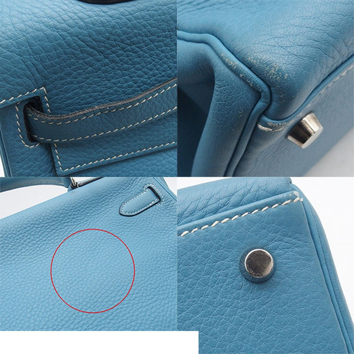 Hermes Kelly 35 Blue Jean Silver Taurillon Lining 2-Way Shoulder Bag — view 7
