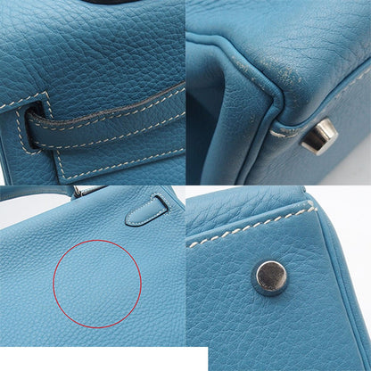 Hermes Kelly 35 Blue Jean Silver Taurillon Lining 2-Way Shoulder Bag — view 7