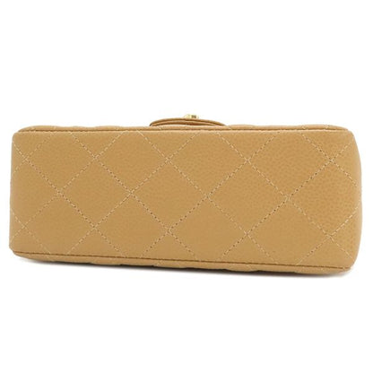 Chanel Shoulder Bag Mini Matelasse Caviar Skin Beige Gold Hardware Chain
