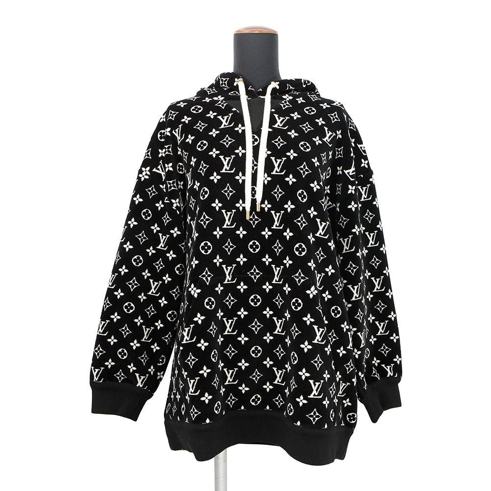 Louis Vuitton Hoodie Monogram Velour Cotton XL Black White