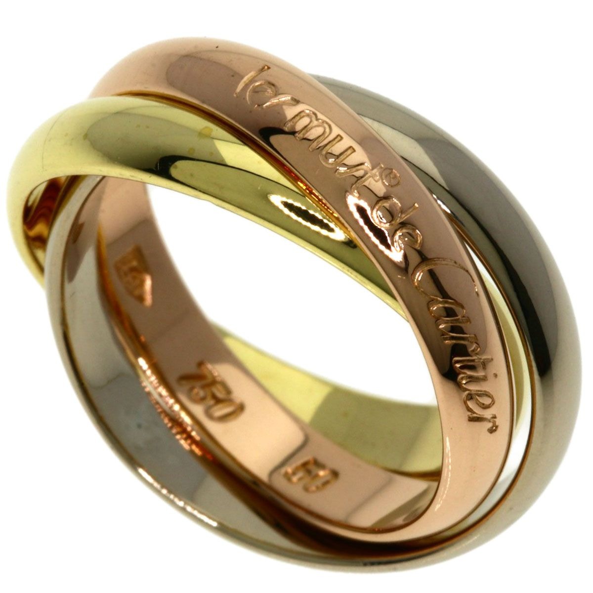 Cartier Trinity Ring 18K Yellow Gold White Pink