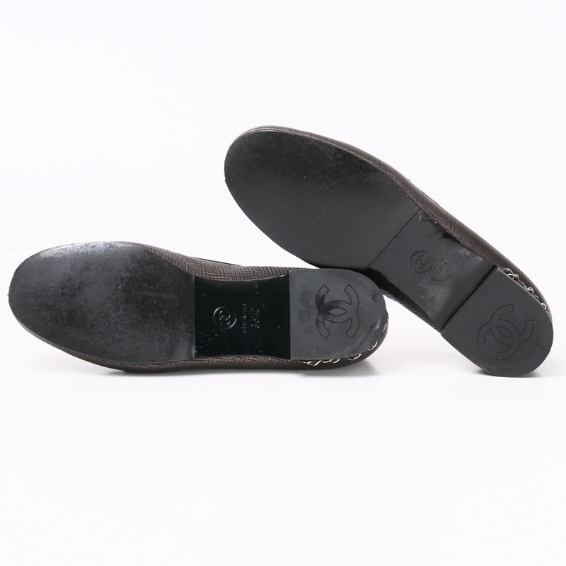 Chanel Loafers Size 36.5c CC Logo Coco Mark Shoes Chain Decoration Made In