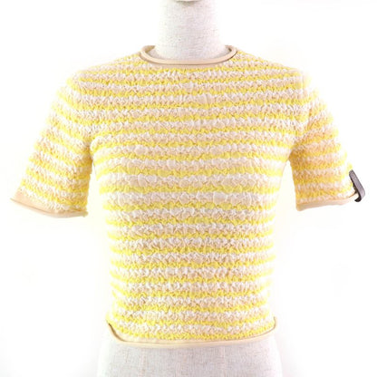 Louis Vuitton 23SS Crinkle Short Sleeve Knit Top Yellowish XS Made In Italy
