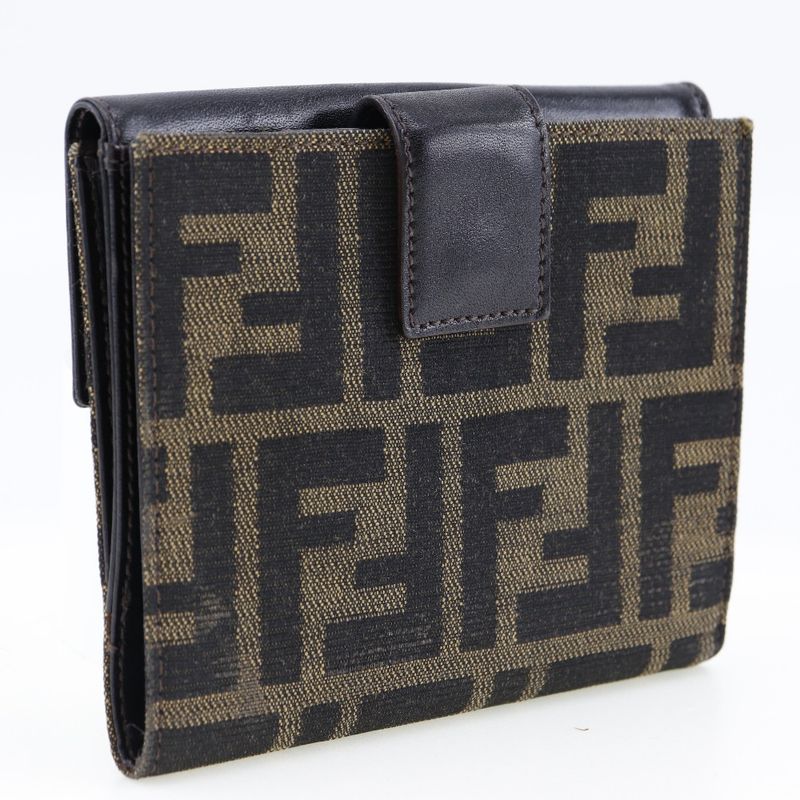 Fendi Zucca Canvas And Leather Women's Bifold Wallet