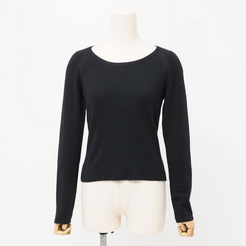 Chanel Vintage Sweater Size 38 Long Sleeve Knitted Sweater 99A Cashmere Silk