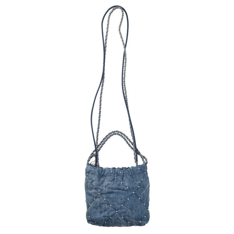 Chanel As3980 Chanel 22 Mini Denim Studded Chain Shoulder Bag Women