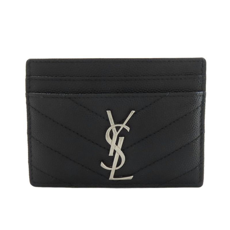 Saint Laurent V-stitch Logo Card Case Calf Women