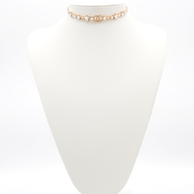 Chanel Necklace Pendant Choker Gold Coco Mark Rhinestone Star