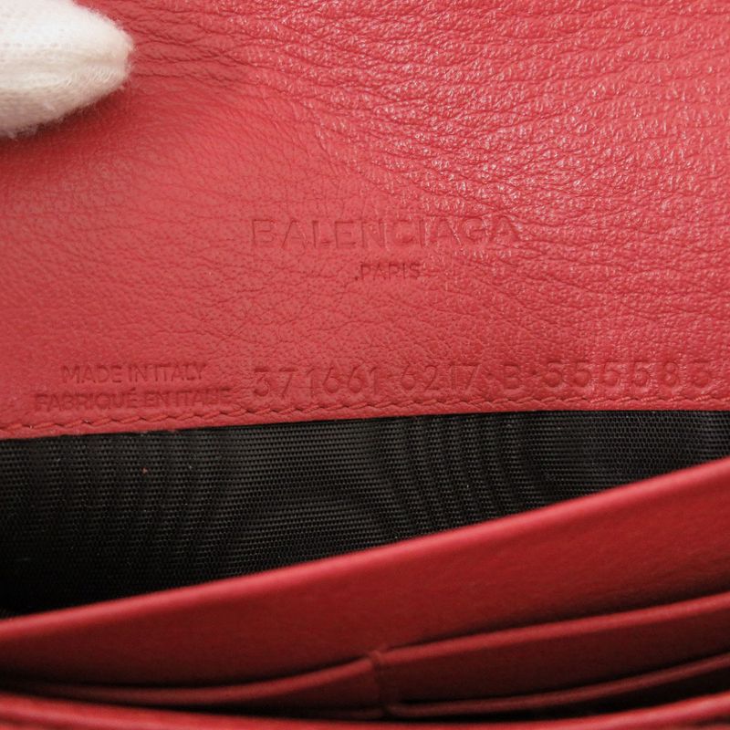 Balenciaga 371661 Calf Leather Red Long Wallet Red 1553 Balenciaga