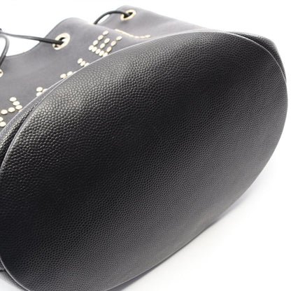 Chanel Shoulder Bag Deauville Black Leather Logo Stud — view 7