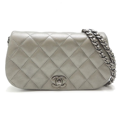 Chanel Shoulder Bag Lambskin Silver