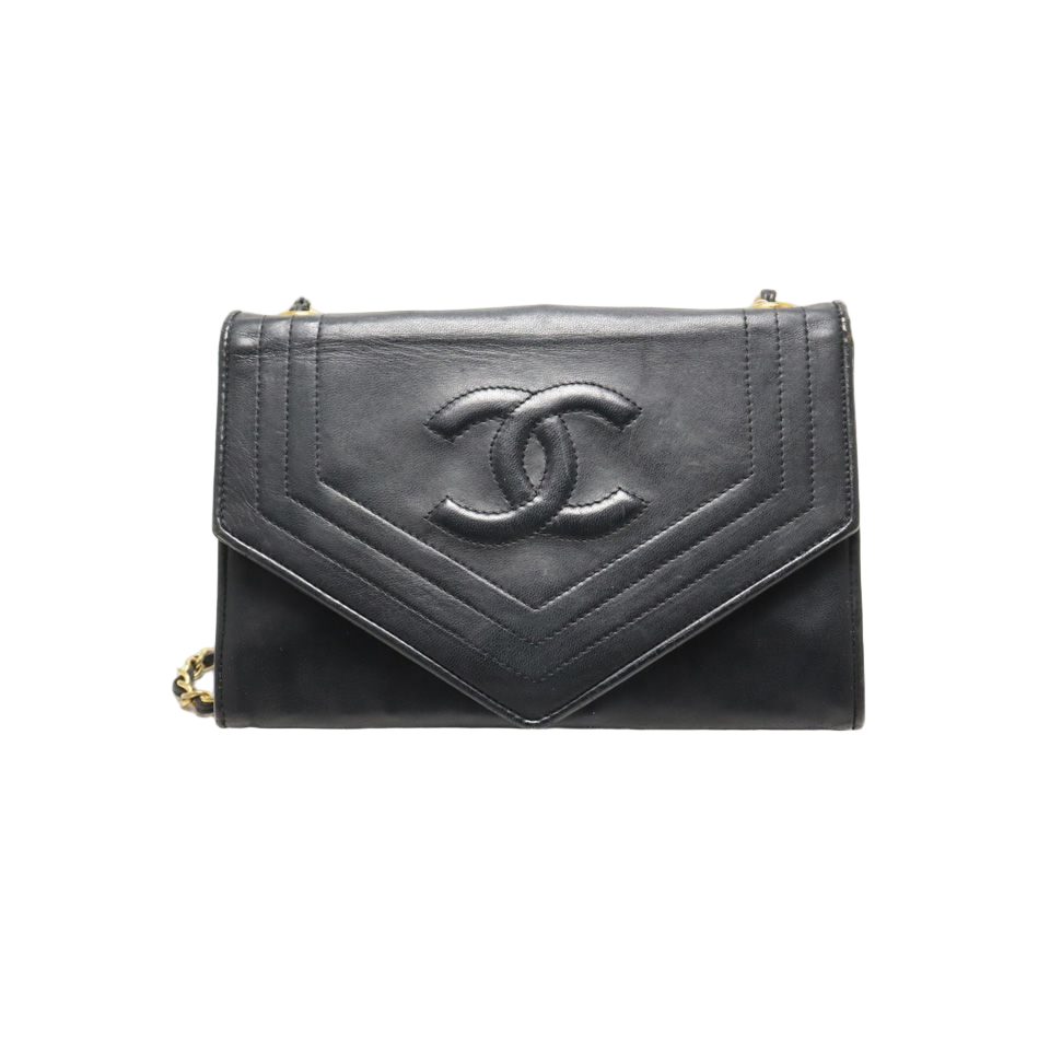 Chanel 0 Quilted GD Leather Chain Shoulder