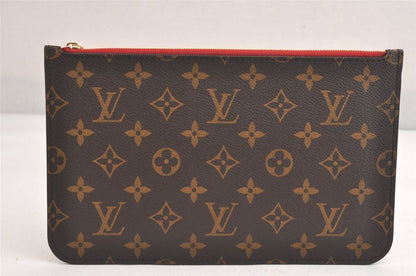 Louis Vuitton Monogram Neverfull GM Pouch Wallet Clutch Bag Red 3393n