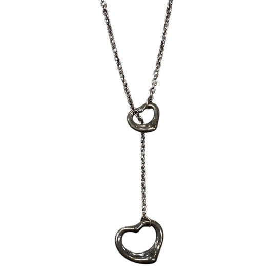 Tiffany & Co Open Heart Lariat Necklace 925 Sterling Silver Elsa Peretti