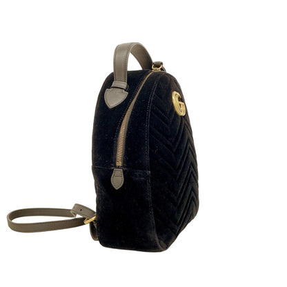 Gucci Backpack GG Marmont Velvet Black Gold — view 2