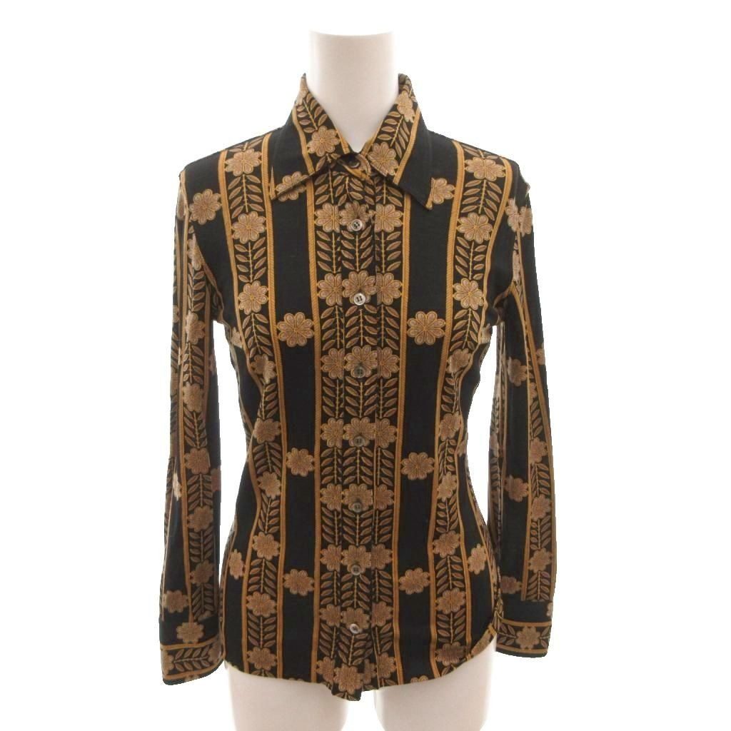 Celine Seri Nu Shirt Blouse Long Sleeve Total Pattern le Bai Cara 38 Black