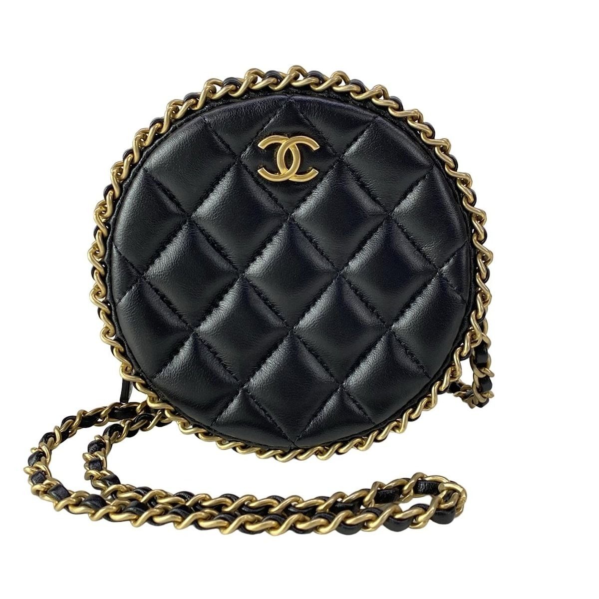 Chanel Shoulder Bag Classic Chain Clutch Quilted Black Vintage Gigold Lambskin
