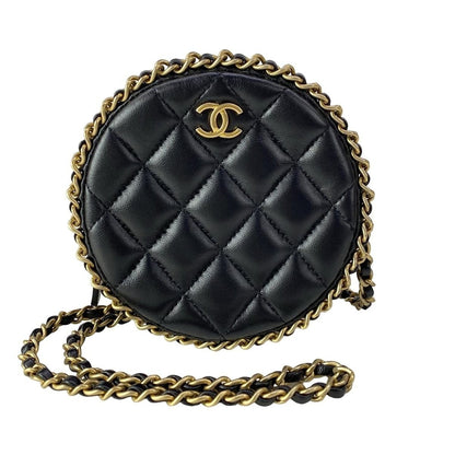 Chanel Shoulder Bag Classic Chain Clutch Quilted Black Vintage Gigold Lambskin