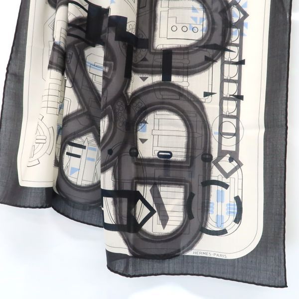 Hermes Carre H 100 Shawl Imprimeur Flou 70% Wool 30% Silk Gray Shawl Box Hermes