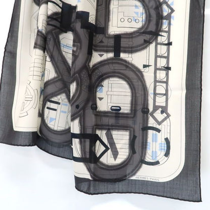 Hermes Carre H 100 Shawl Imprimeur Flou 70% Wool 30% Silk Gray Shawl Box Hermes