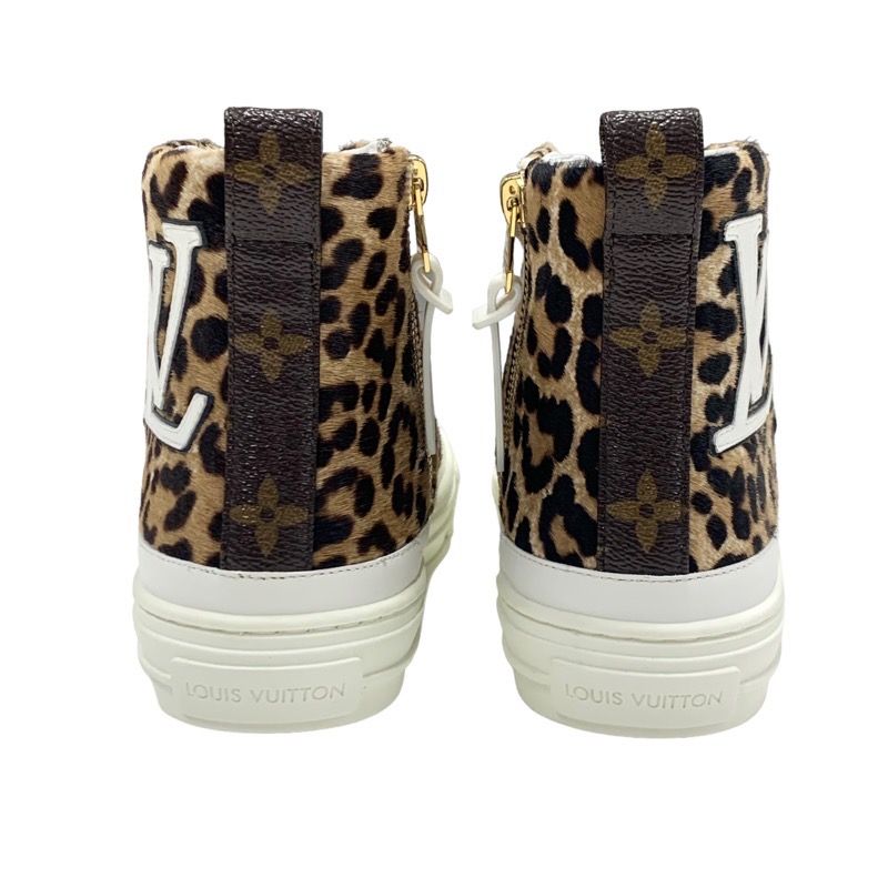 Louis Vuitton Stellar Line Sneakers Shoes Harako Leather Brown White Unused