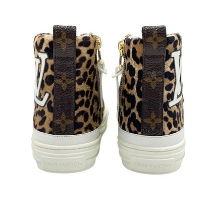 Louis Vuitton Stellar Line Sneakers Shoes Harako Leather Brown White Unused