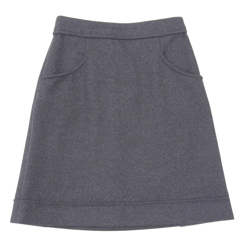 Chanel Wool Angora Blend Knee Length Trapeze Skirt With Coco Buttons