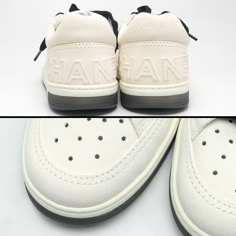Chanel Low Cut Sneakers G39225 36 White Suede