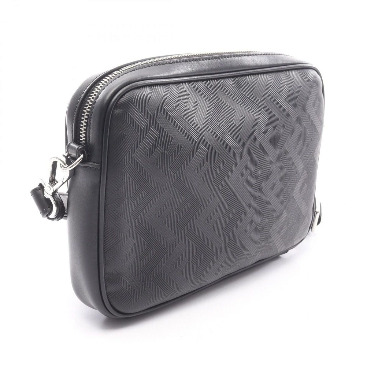 Fendi Shoulder Bag Shadow Diagonal Duo Black Leather Case — view 2