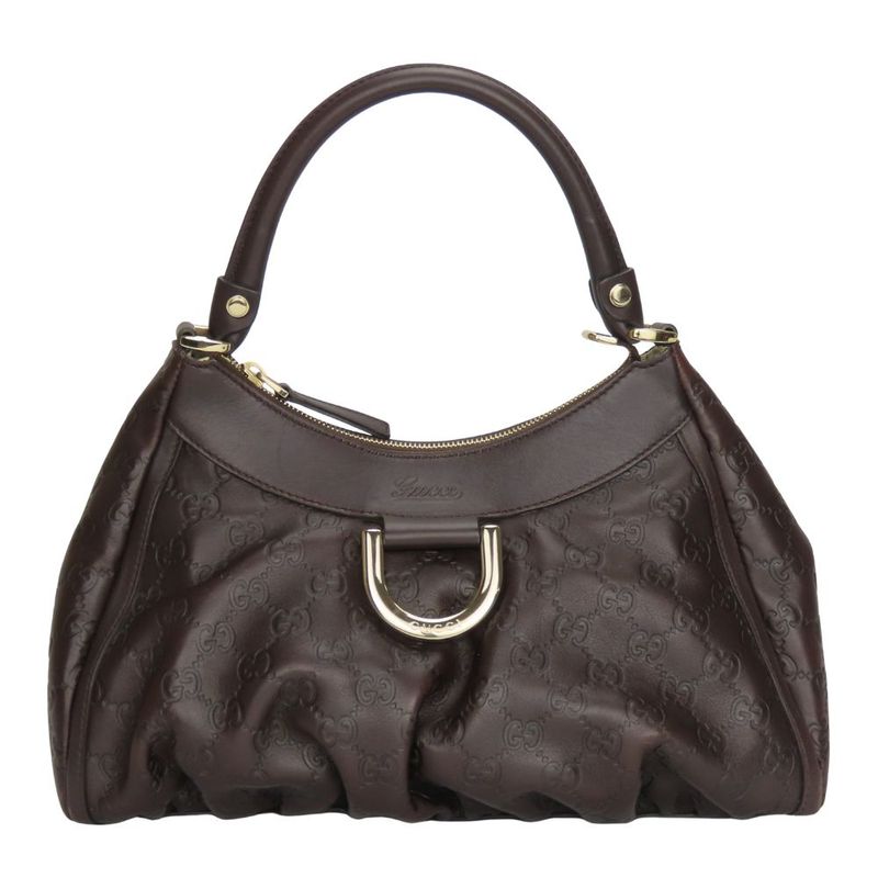 Gucci Handbag 190525 Abby Simaleather Dark Brown Gold Hardware One Shoulder