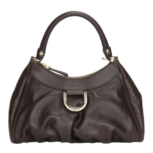 Gucci Handbag 190525 Abby Simaleather Dark Brown Gold Hardware One Shoulder