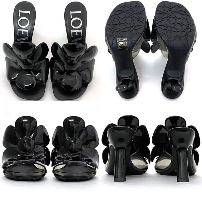 Loewe Mules Petal Flower Sandals Black Clear Excellent Condition