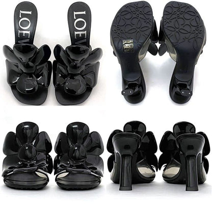 Loewe Mules Petal Flower Sandals Black Clear Excellent Condition